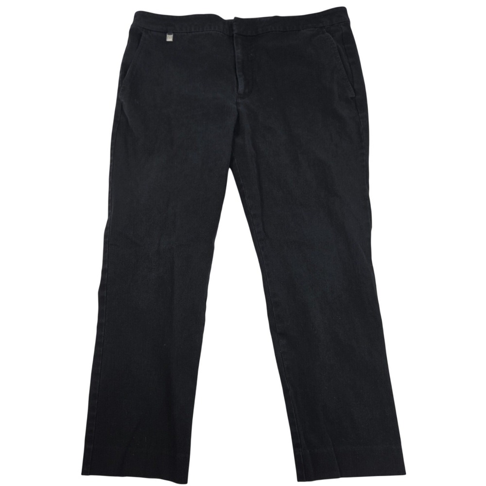 Lauren Ralph Lauren Women 12 Black Straight Leg Cotton Blend Pants Career 32x24